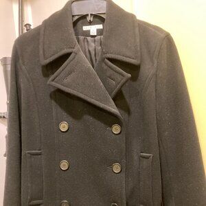 Smart Set Black Double Breasted 100% Wool Peacoat Medium